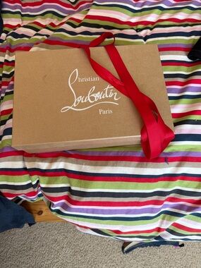 Christian Louboutin Brown Kraft Box with Red Ribbon